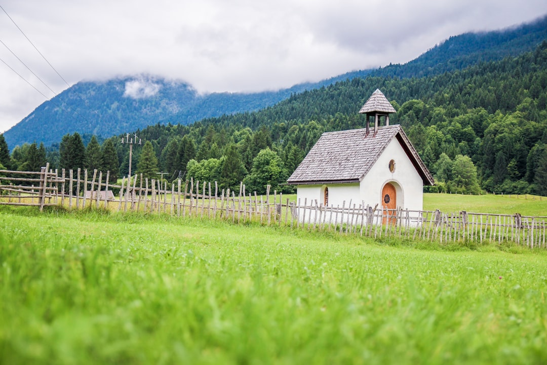 white and gray barn beside fence