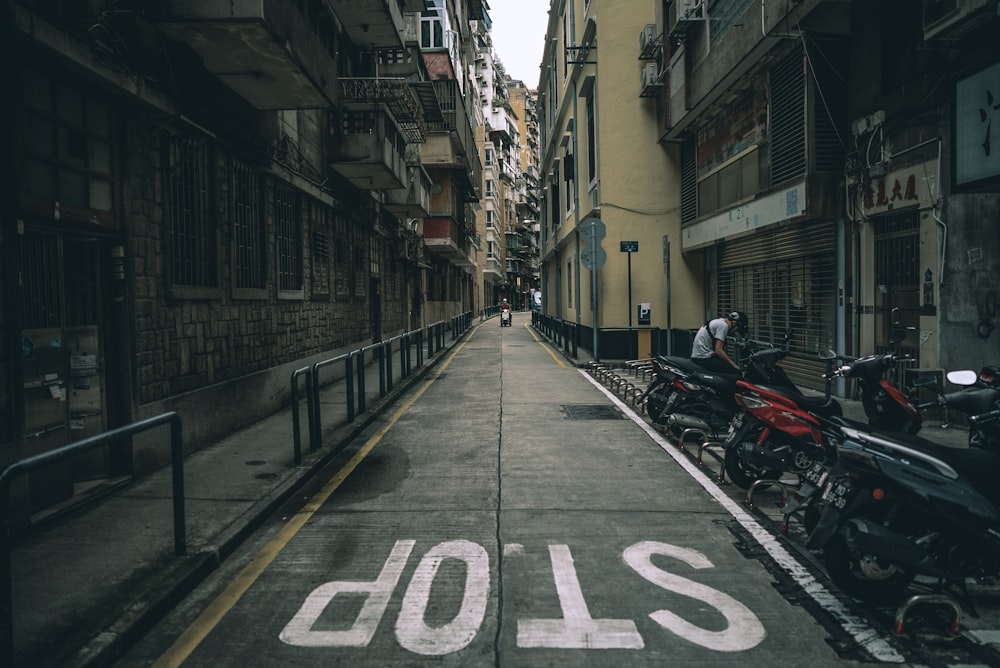 motorcycles on sidewalk