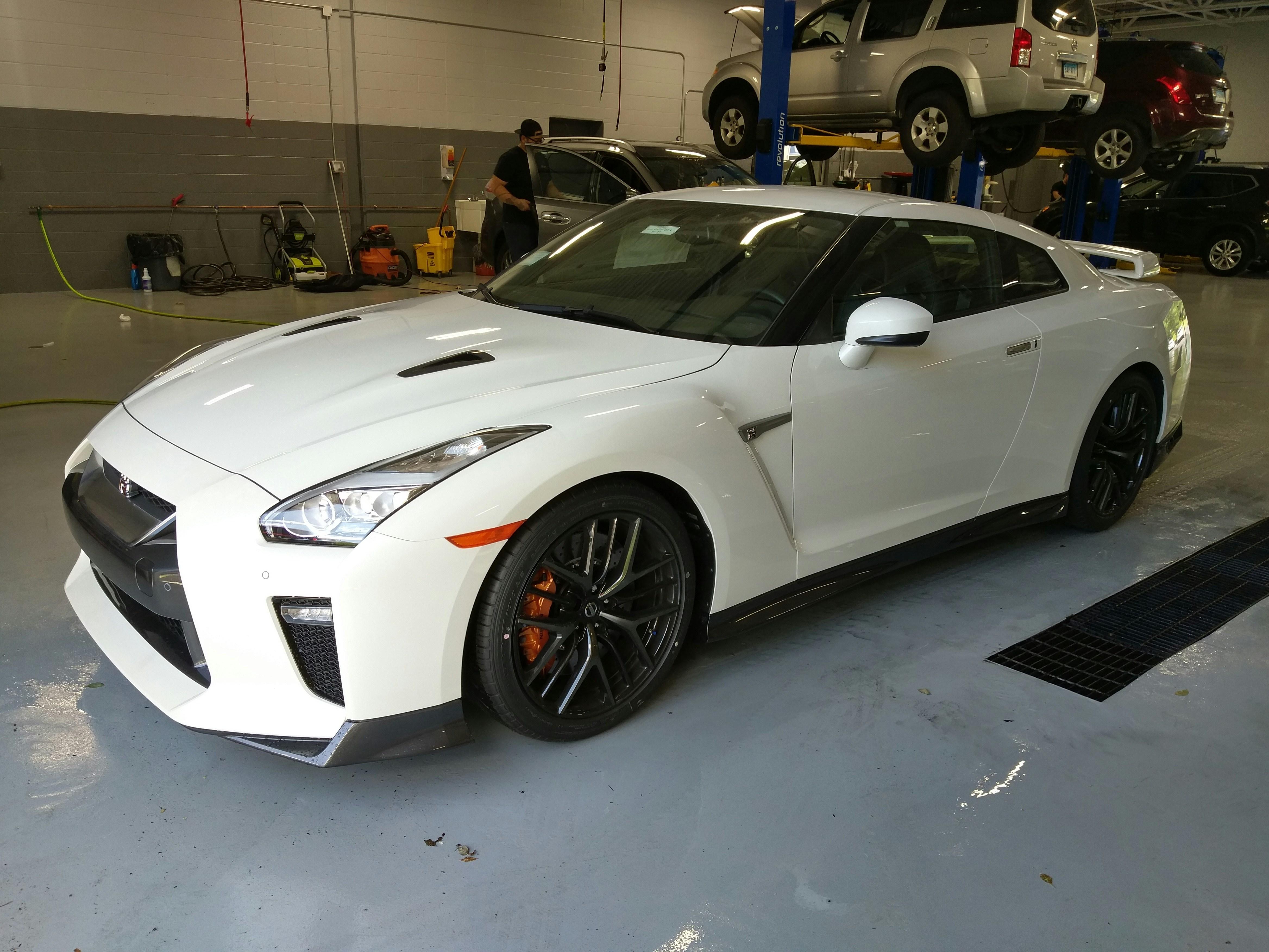 European luxury vehicle in a professional automotive service bay