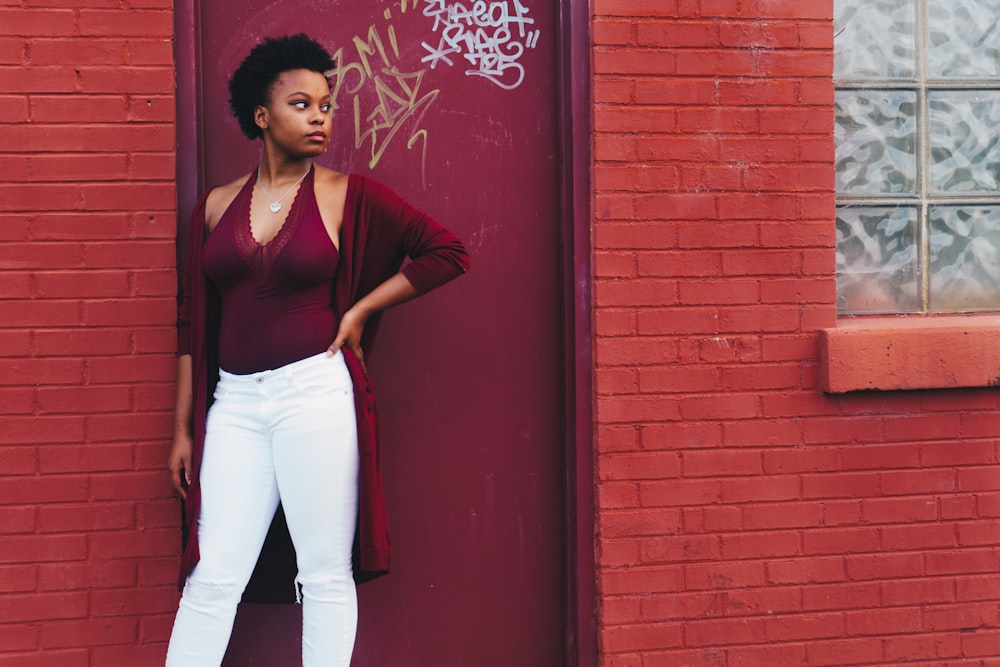 woman standing near wall