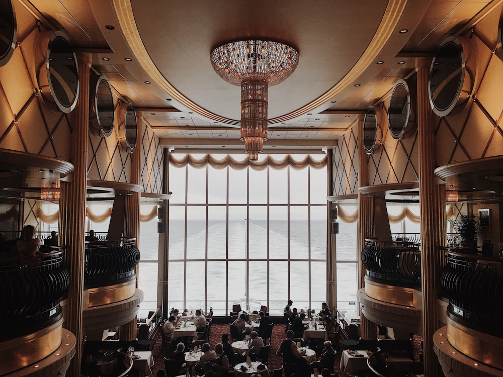 cyrstal chandelier in restaurant