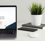 MacBook Pro near green potted plant on table