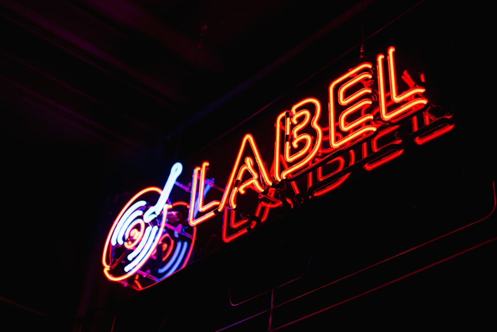 red Label neon light signage