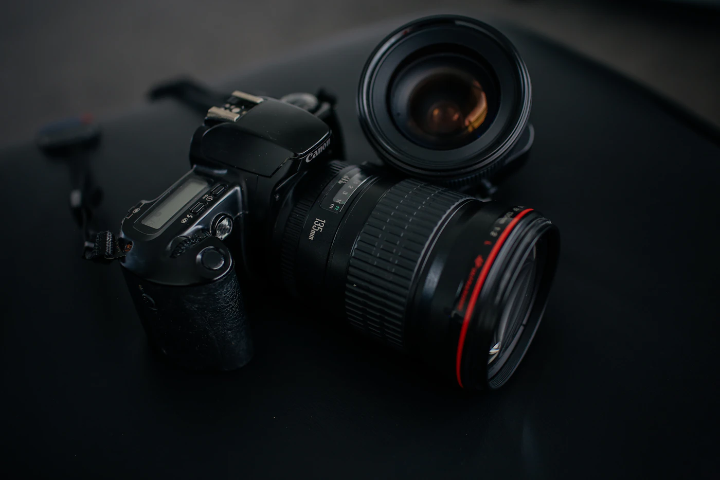 Camera lens close-up with refined optical detail
