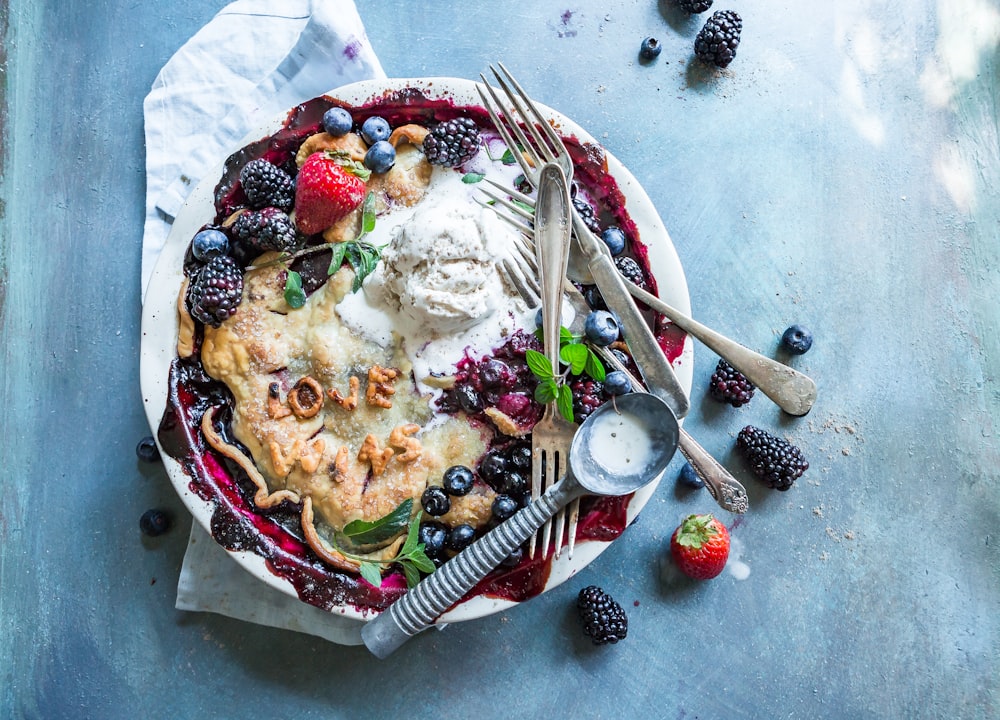 fruit dish on white ceramic plate