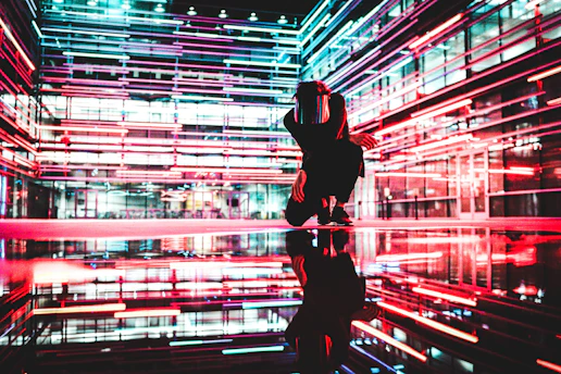 person kneeling inside building