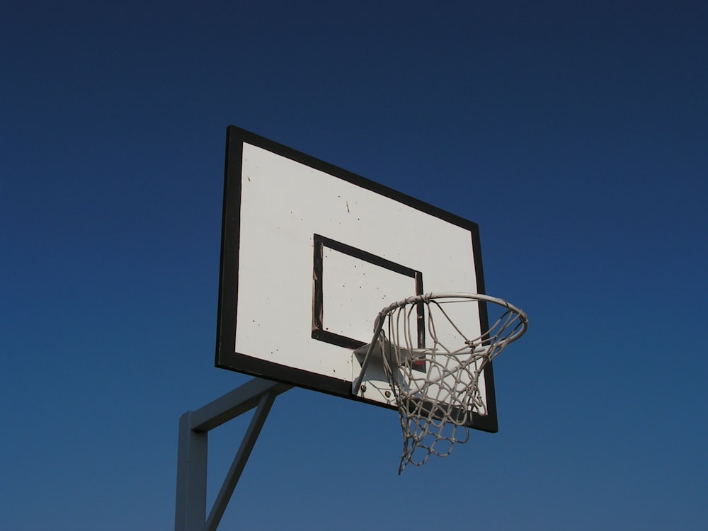 white and black basketball goal