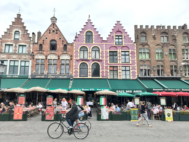Travelers in European village