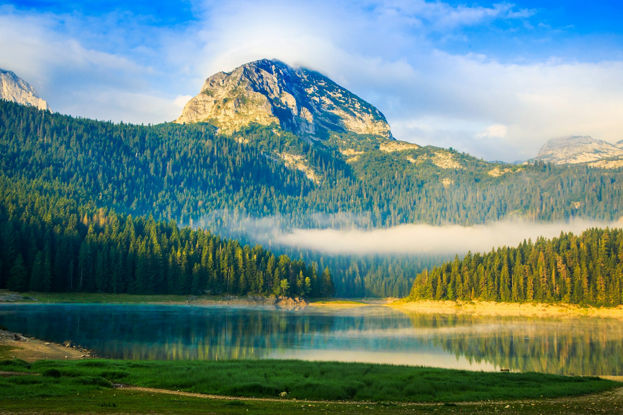 Morning Mist on Black Lake, Durmitor National Park in Montengero