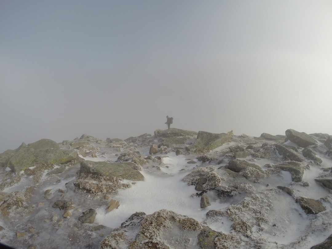 top view of mountain field with snows