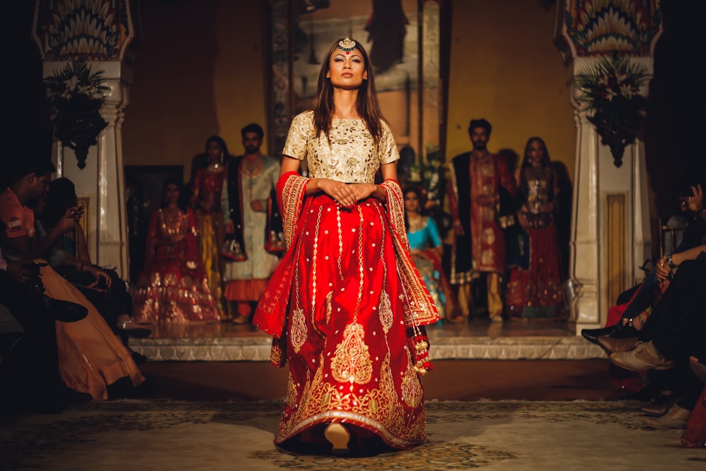 woman standing in front of group of people