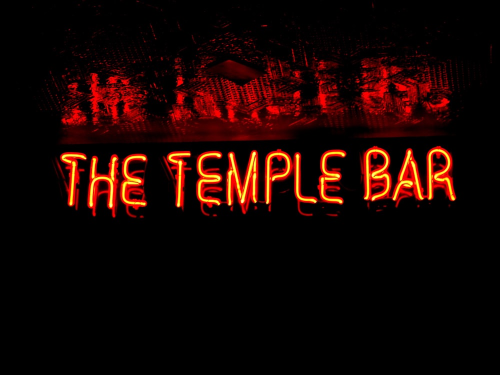 A sinalização de luz de néon do Temple Bar