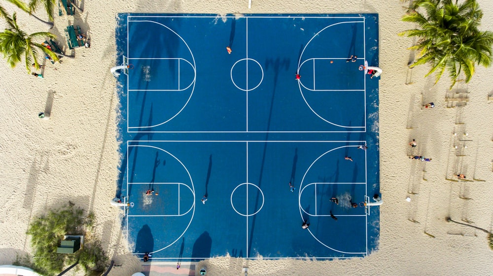 aerial photography of basketball court