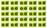 Twenty-five bright green cassette tapes are arranged in a grid pattern, each displaying two black reels. The tapes are transparent, allowing a clear view of the inner components.