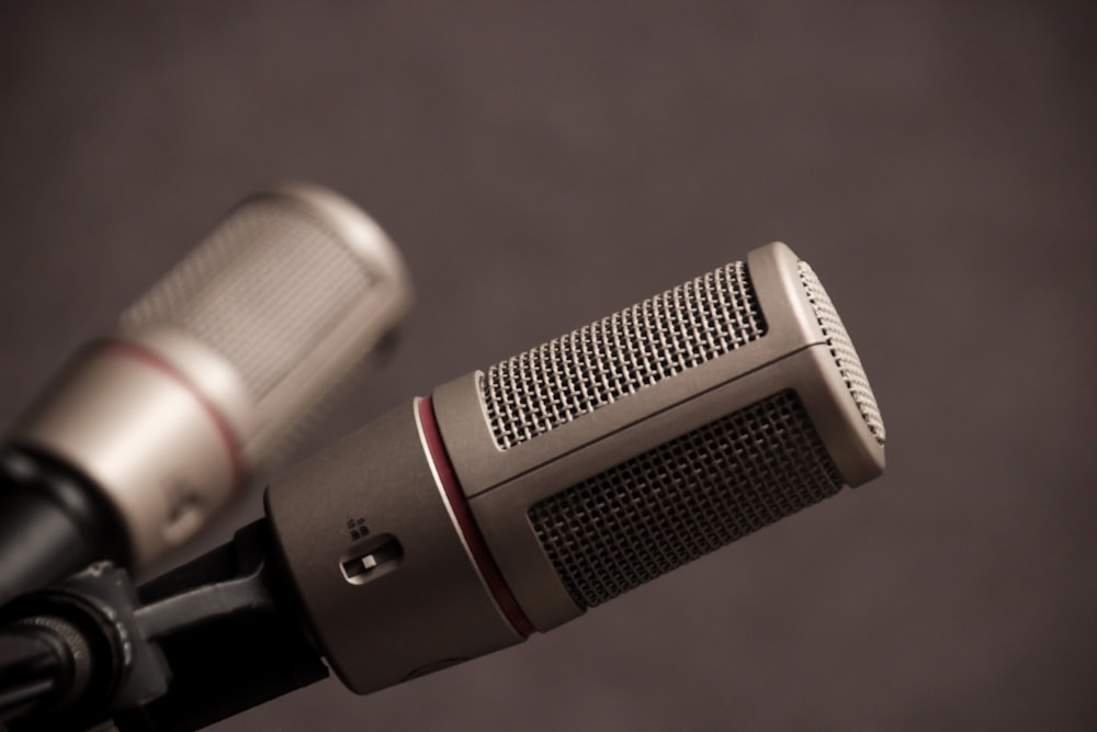 two gray microphones