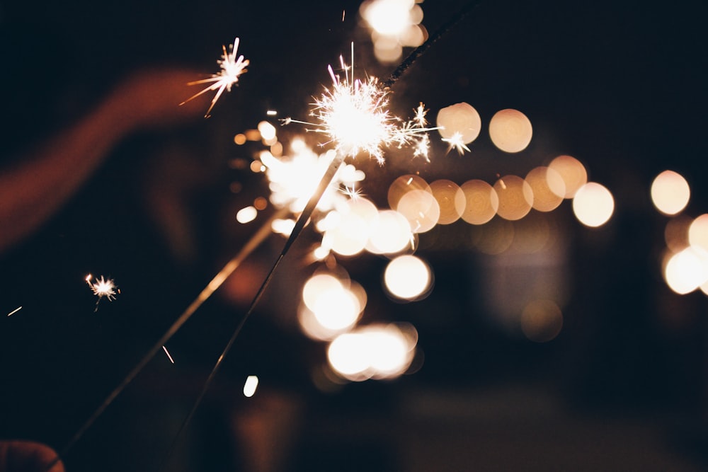 bokeh photography of sparkler