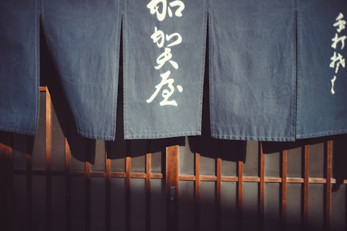 Bright kitchen featuring elegant panel Japanese curtains in soft tones.