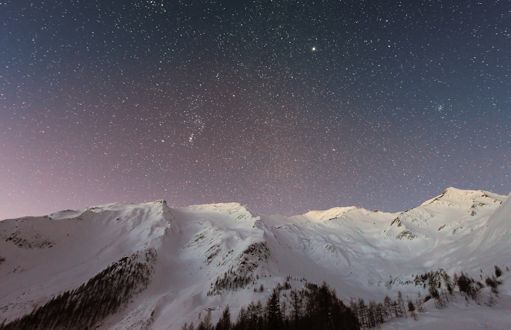 white mountain during nighttime