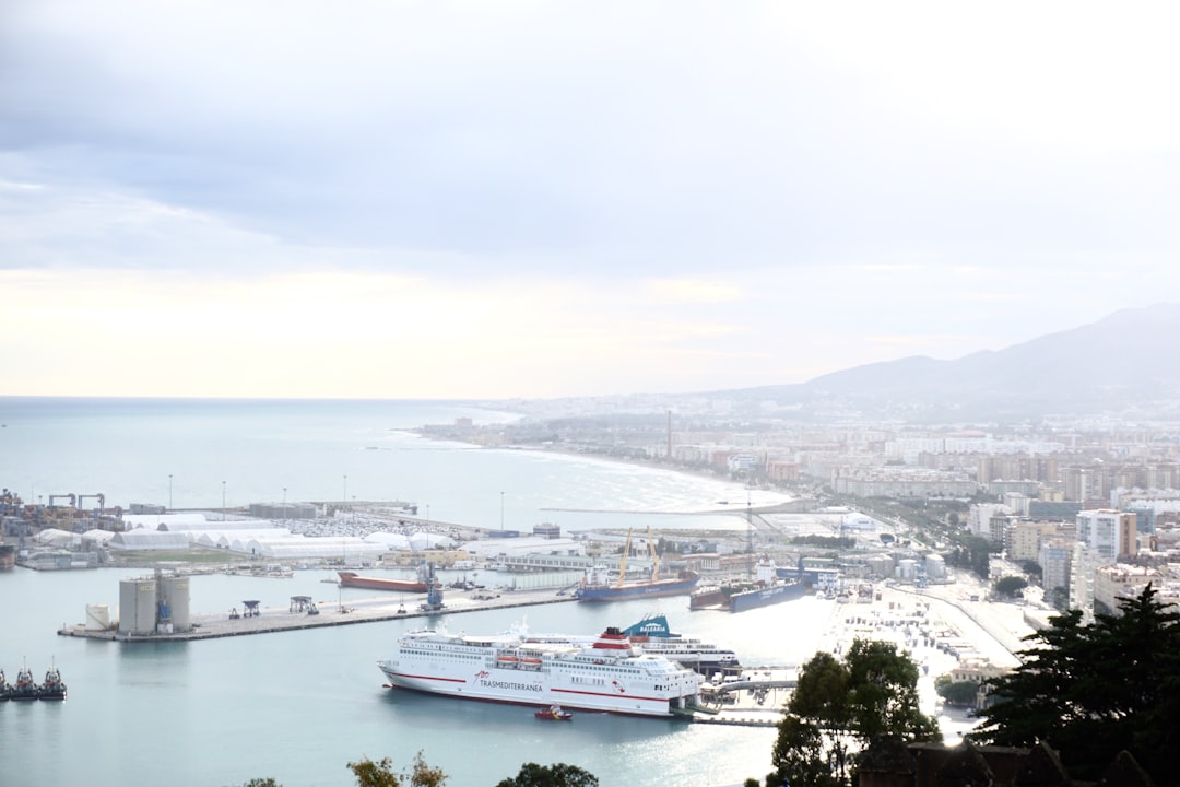white cruise ship, Malaga from the Castle