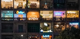 people standing in the street near building