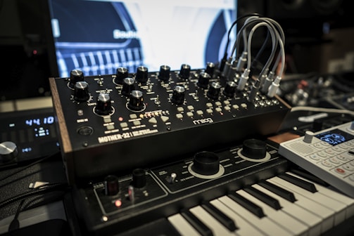 selective focus of audio mixer and electronic keyboard