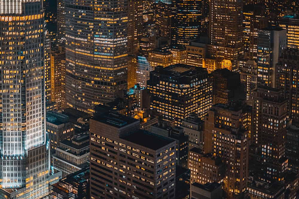 bird's eye view of city at night