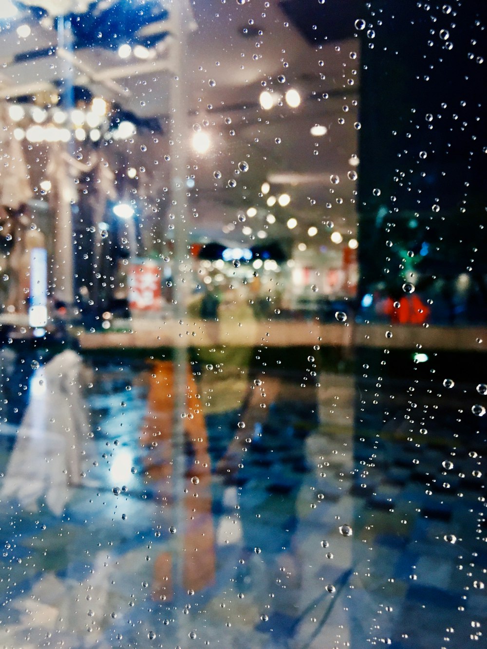 Heavy rainfall blurring the camera.