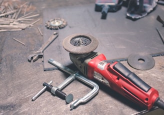 a tool is laying on a workbench