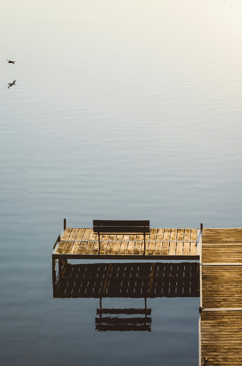 wooden bench on dock