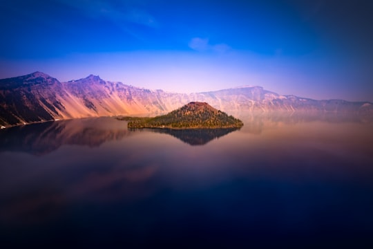 island on body of water in Crater Lake National Park United States
