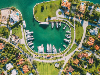 Aerial shot of the Marina district in Tangier showing waterfront properties and luxury developments.