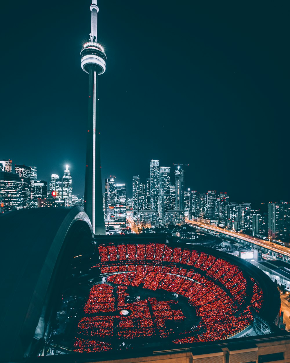 CN Tower at nighttime