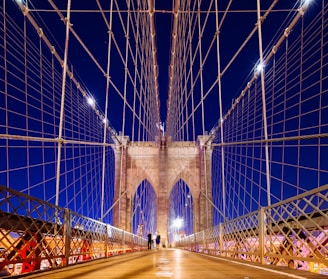 Brooklyn Bridge under blue sky