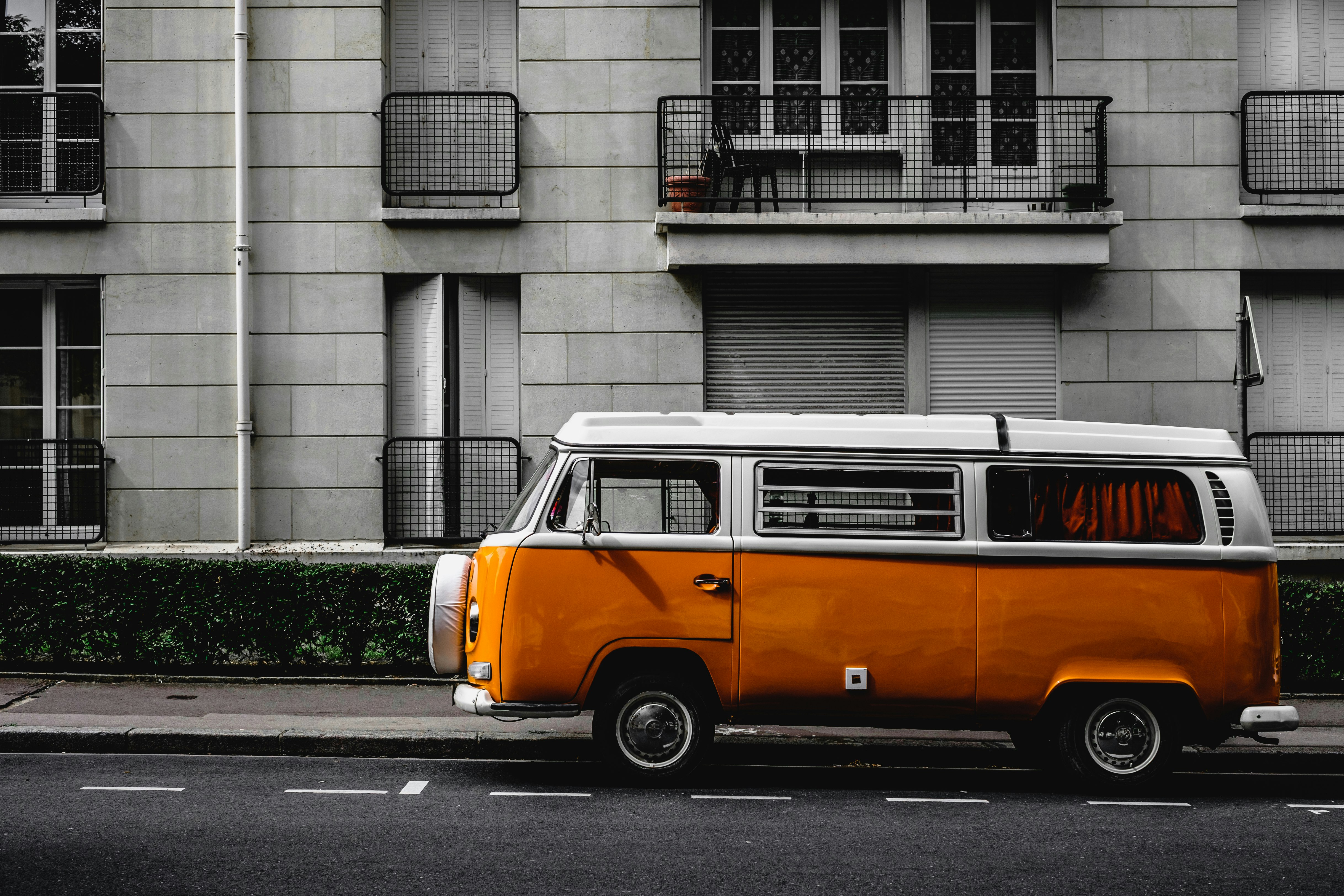 I spotted this beautiful orange Volkswagen in the streets of Caen, France.