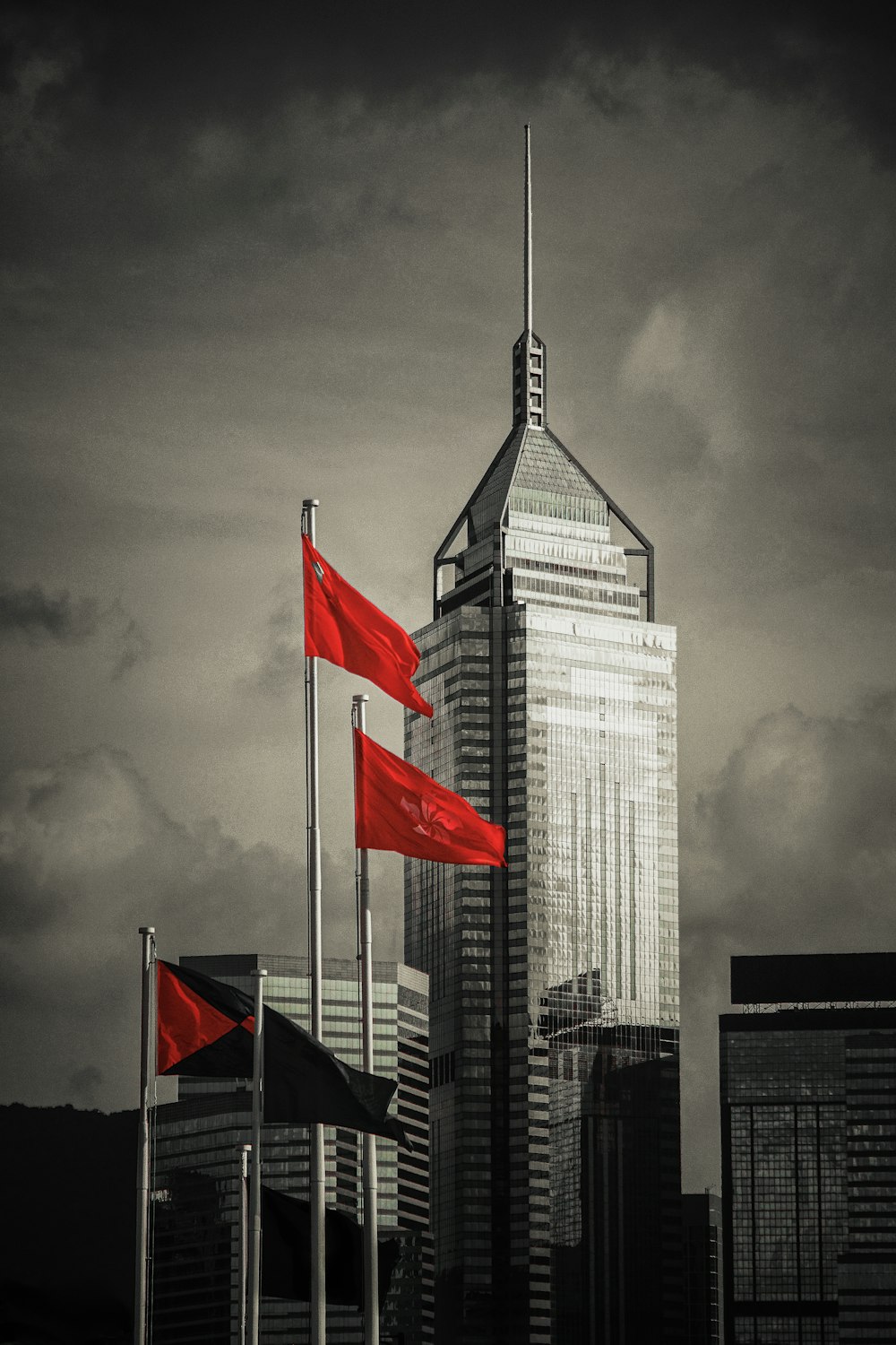 Singapore flag selective color photography