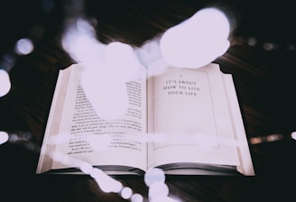 opened book on table