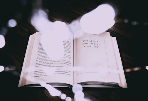 opened book on table