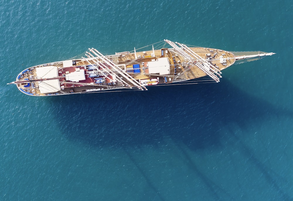 aerial photography of ship on body of water during daytime
