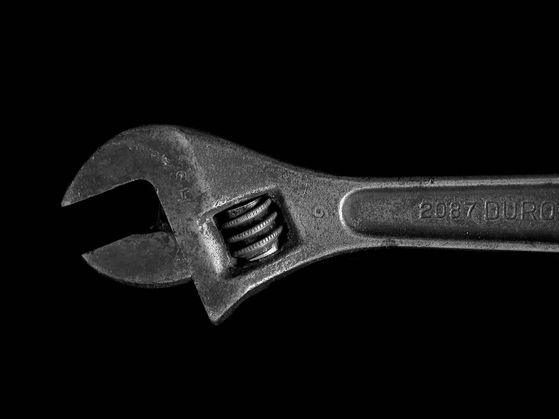 gray metal adjustable wrench