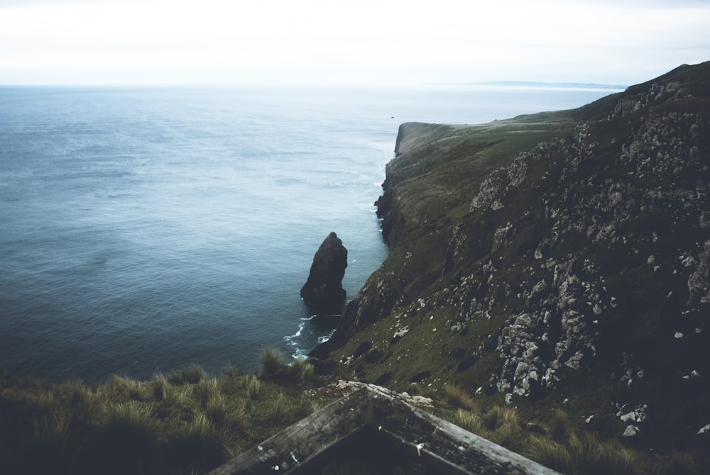 scenery of ocean and hills