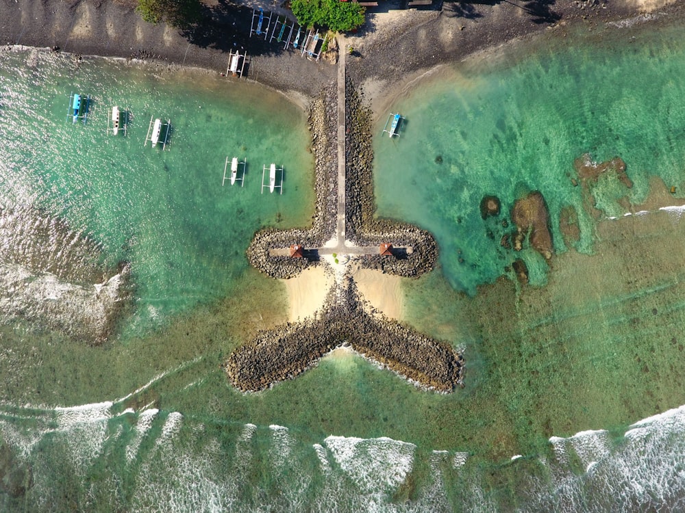 aerial photography of body of water