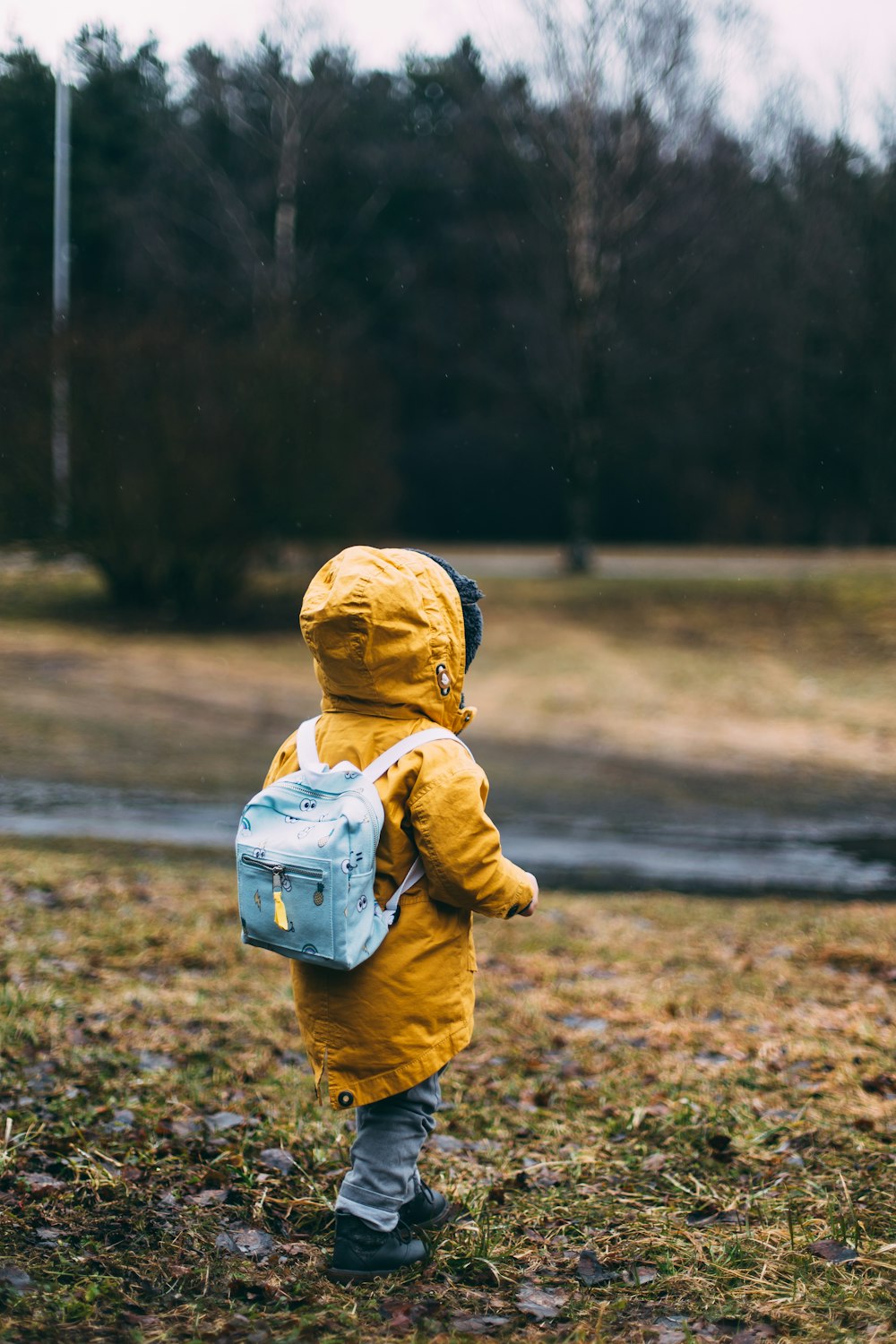 shallow focus photo of toddler walking near river