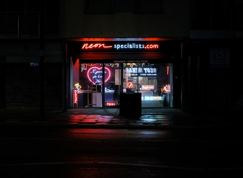 Neon specialist. com store front during night time