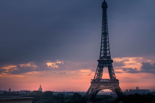 Eiffel Tower during sunset photography in Trocadéro Gardens France