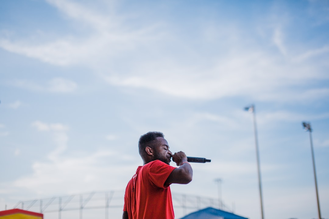 man holding microphone