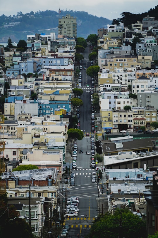 aerial photography of buildings and cars in Lombard Street United States