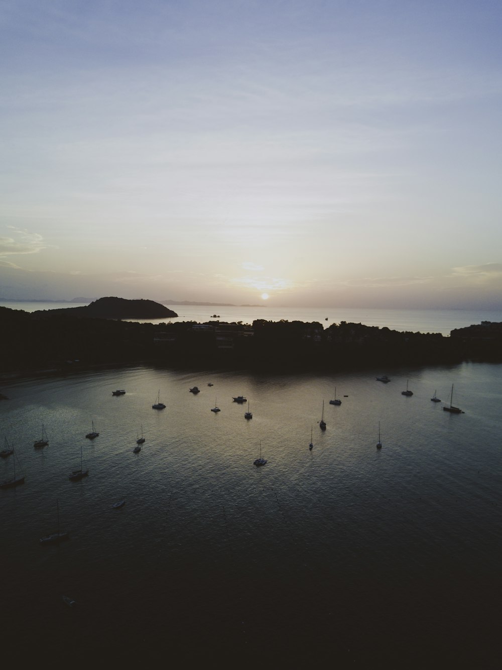 aerial view of land on body of water