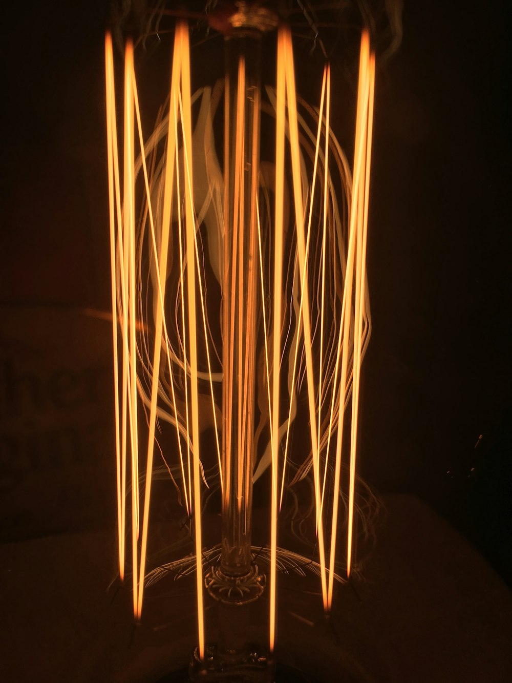 closeup photo of turned on filament bulb