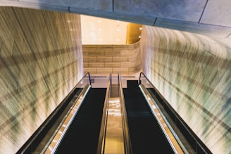 worm eye view of escalator