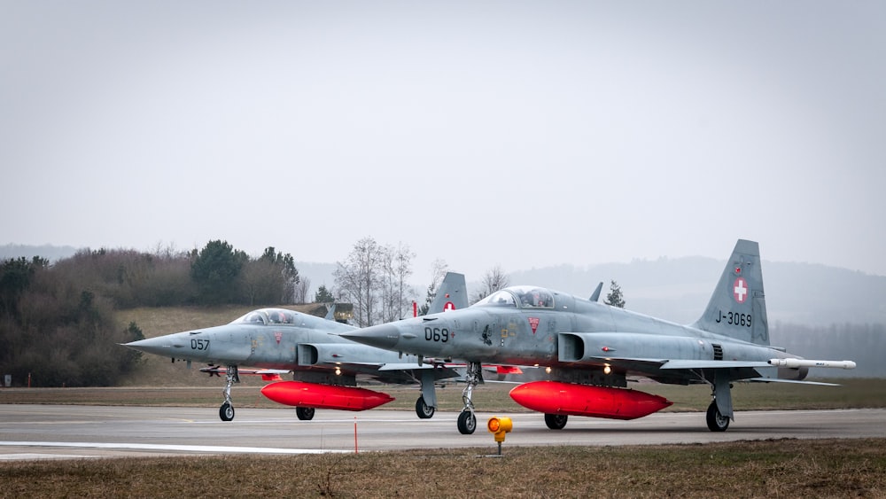 two gray jet fighters